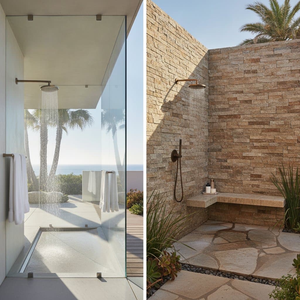 Preview image for Glass vs Stone Walls for Outdoor Showers 2026