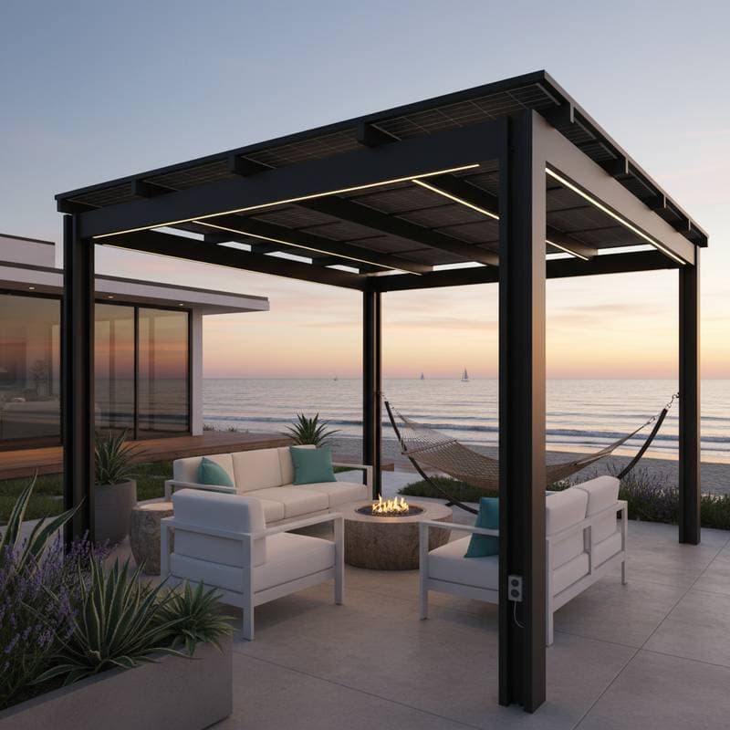 Featured image for Solar Pergolas Generate Power While You Relax Outside