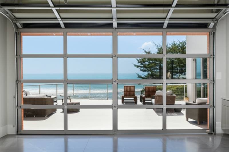 Featured image for Glass Garage Doors Bring Ocean Views Inside Coastal Homes