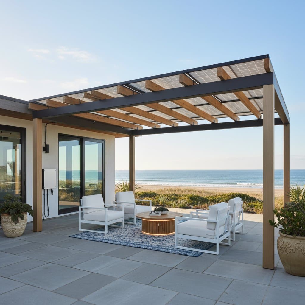 Solar Pergolas Deliver Shade and Energy for Coastal Homes