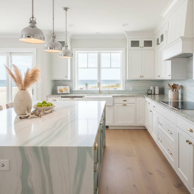 Quartz Beats Granite 3:1 in Beach House Kitchens
