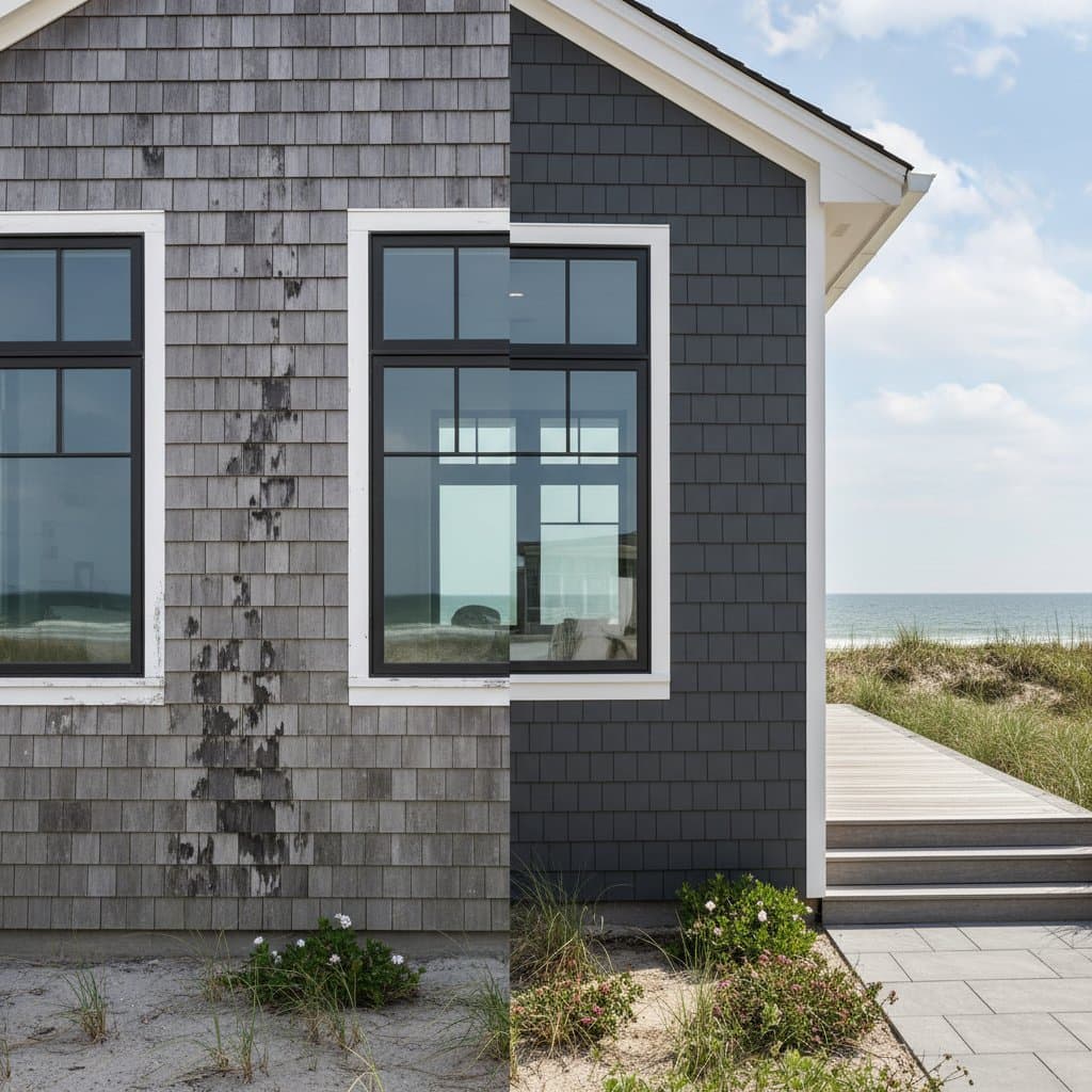 Featured image for Why Cedar Siding Fails at the Beach—Fiber Cement Lasts