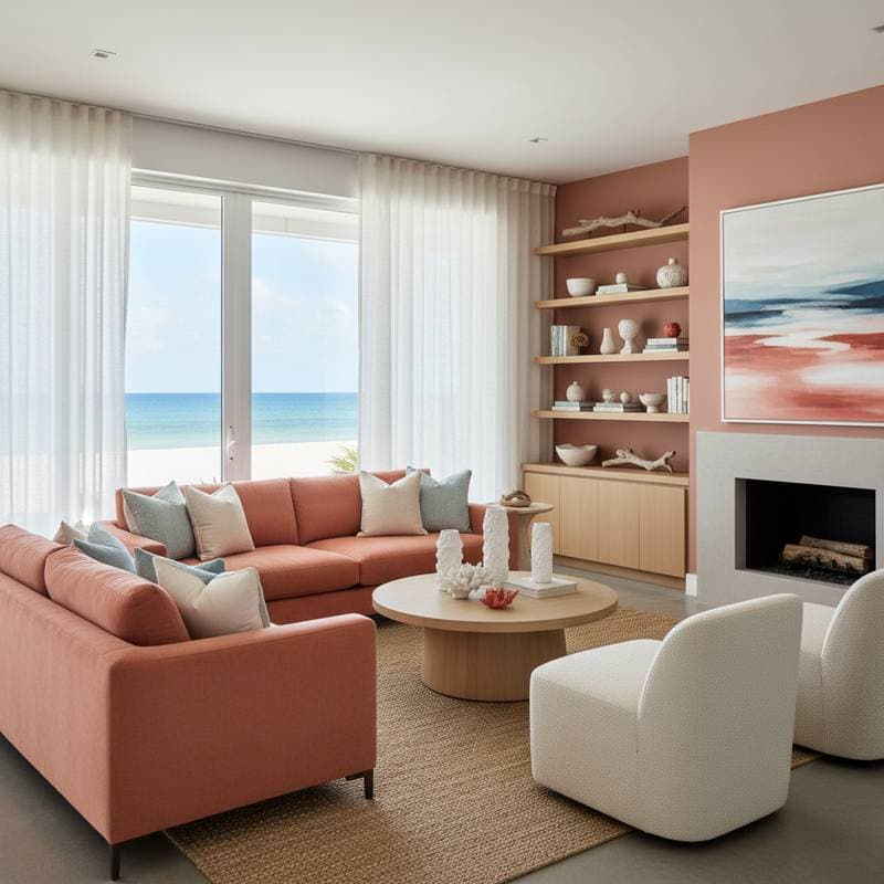 Coral Tones Replace Blue in 2026 Beach Homes