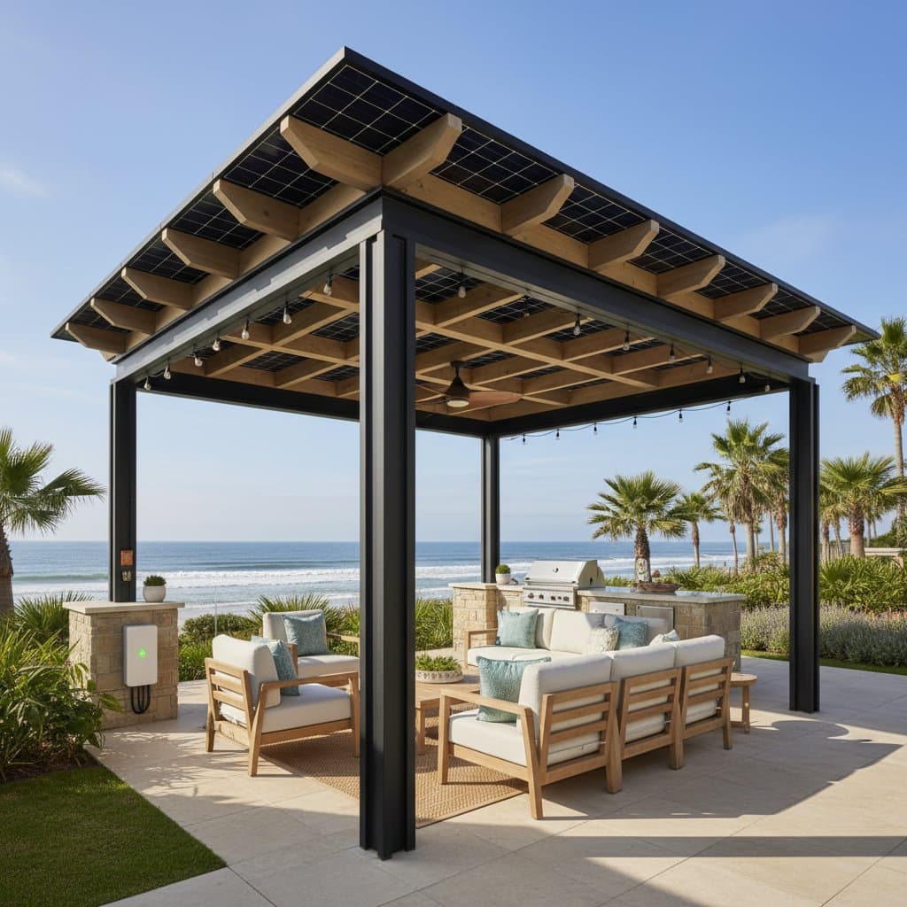 Preview image for Solar Pergolas Cut Glare and Power Coastal Patios