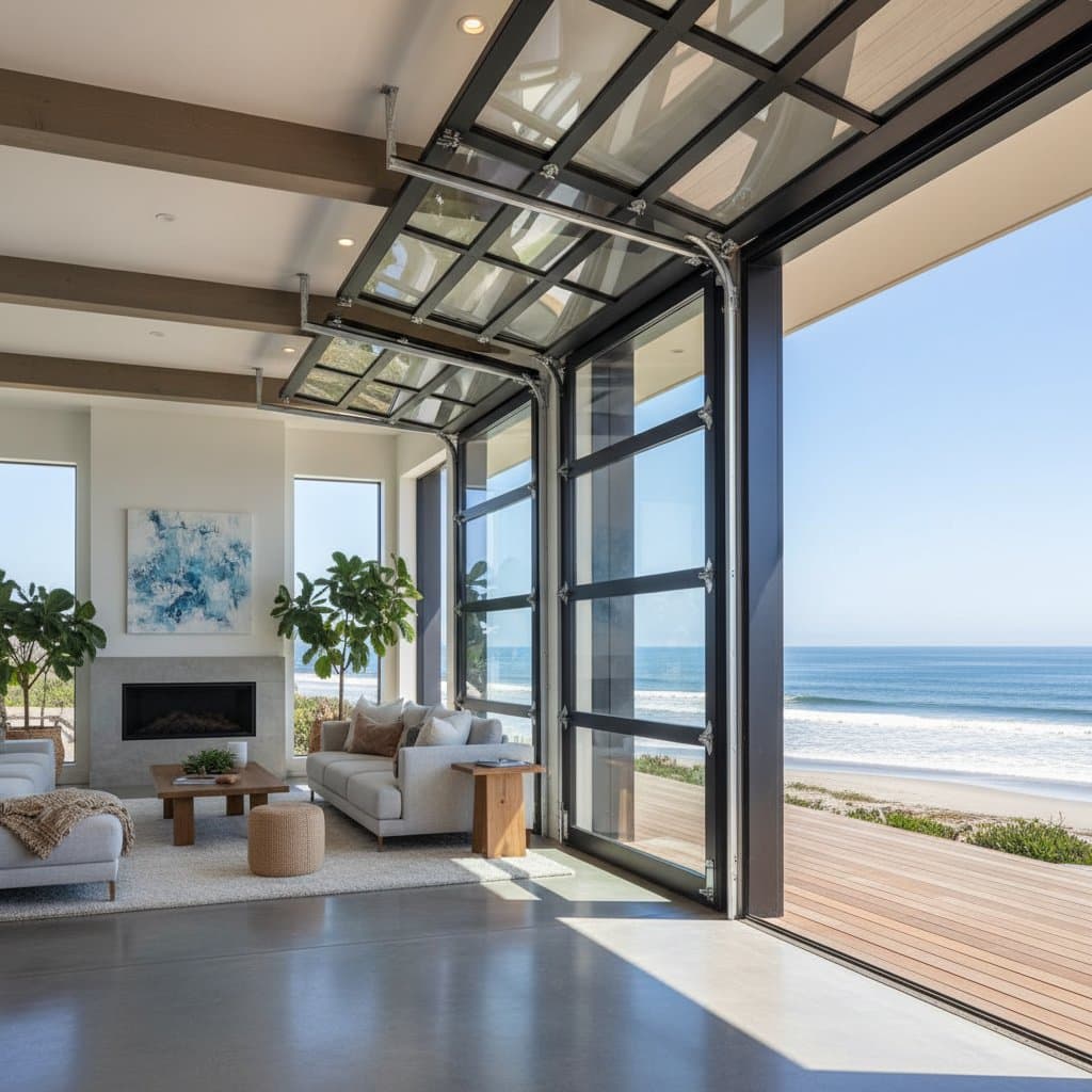 Featured image for Glass Garage Doors Transform Coastal Living Spaces