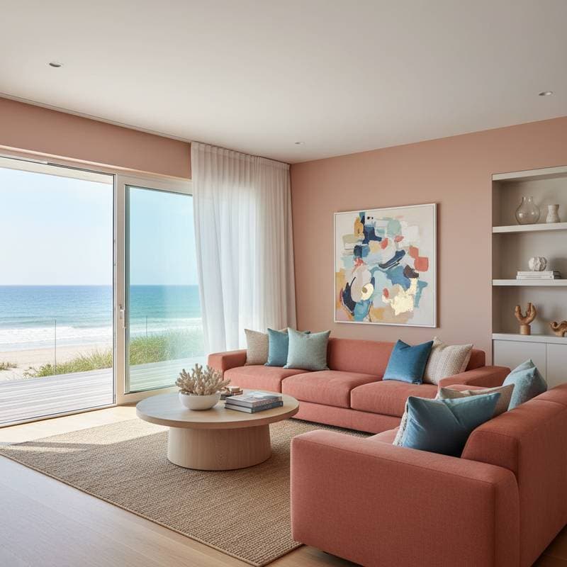 Featured image for Coral Tones Replace Neutrals in Beach House Design