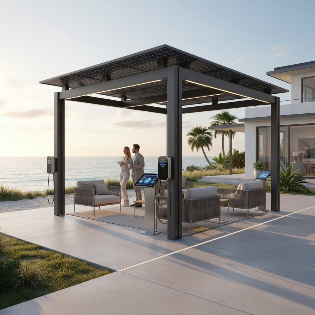 Preview image for Solar Pergolas Blend Coastal Shade With Clean Energy