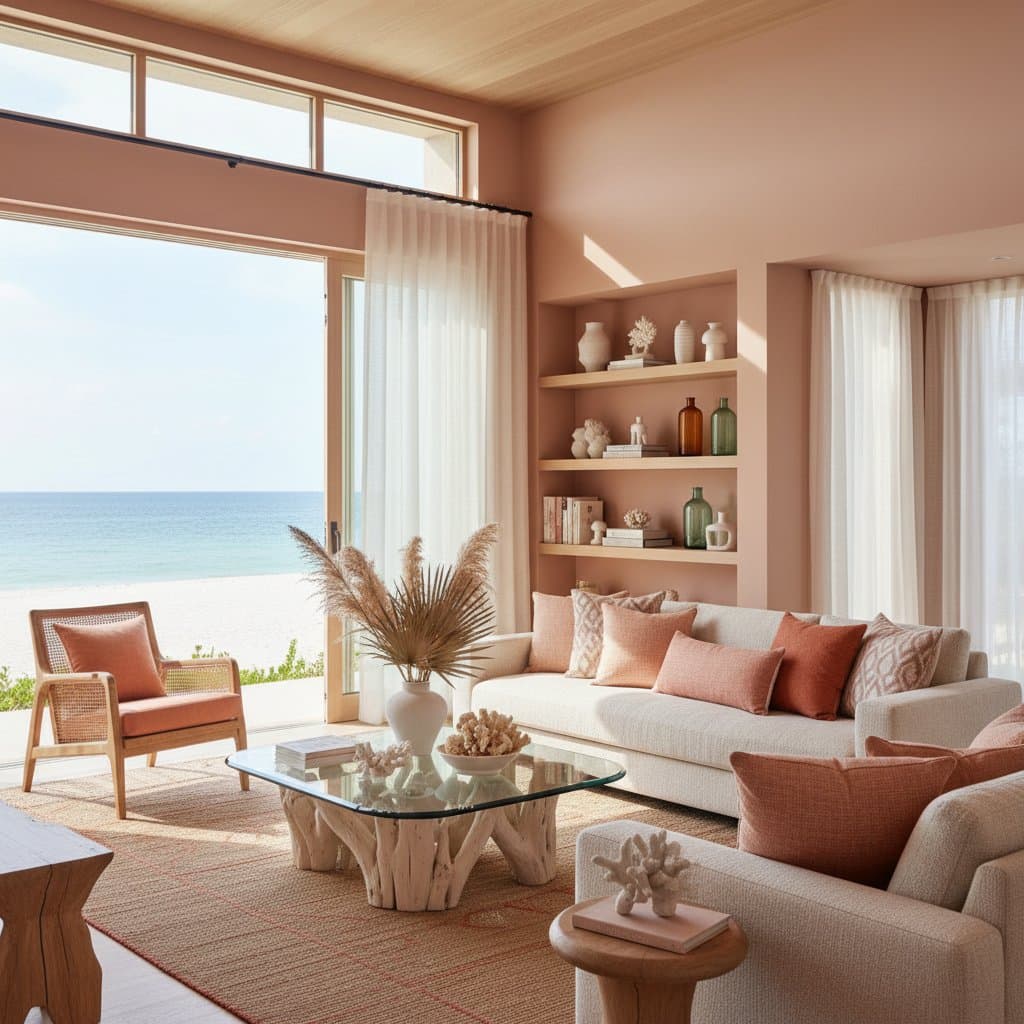 Featured image for Coral Tones Replace Cool Blues in Beach House Design