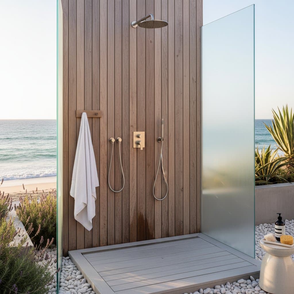 Featured image for Outdoor Showers Cut Coastal Bathroom Costs 60%