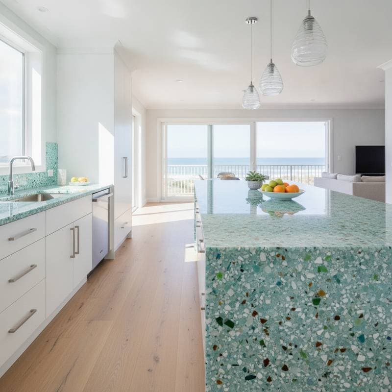 Recycled Glass Counters Cost $60-$120 Per Square Foot