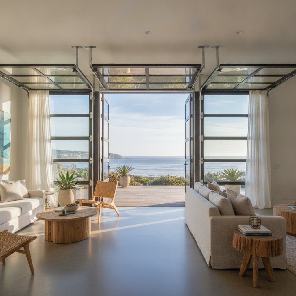 Preview image for Glass Garage Doors Transform Coastal Homes Into Airy Retreats