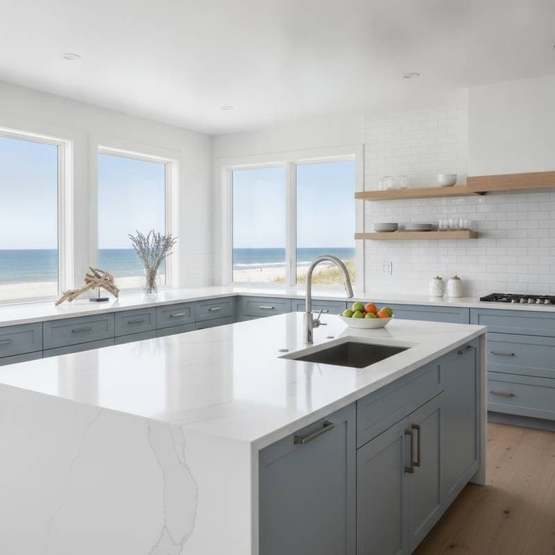 Featured image for Why Quartz Beats Granite in Salty Beach Climates